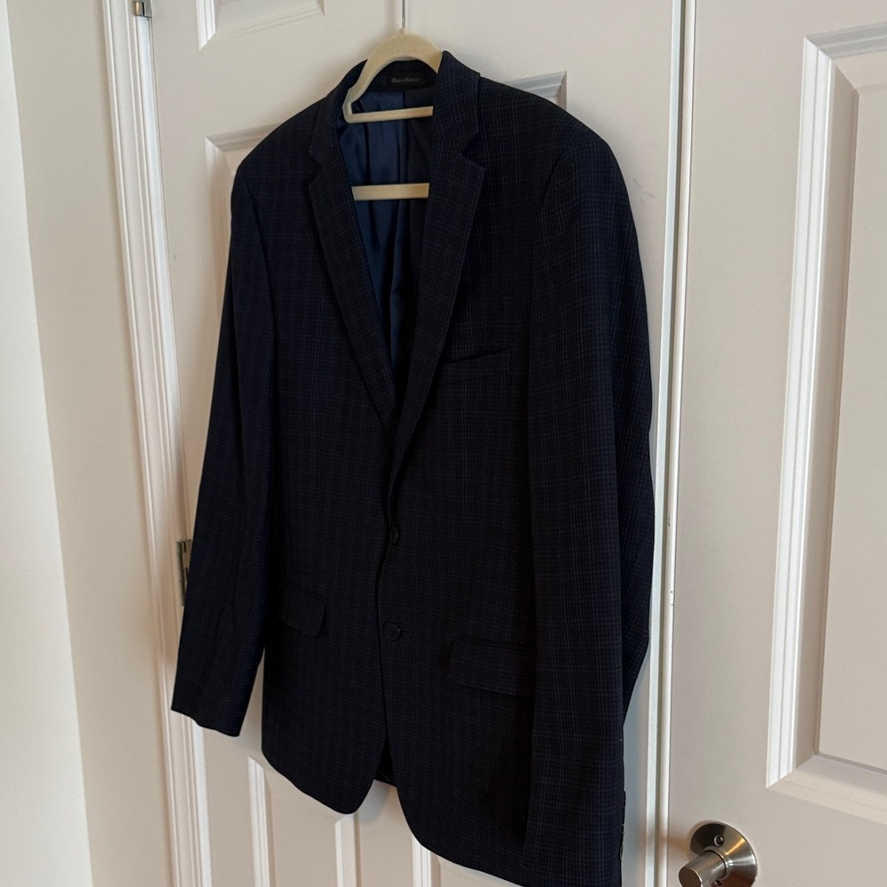 Van Heusen Flex Slim Fit 42R Navy Blue Plaid Blazer - Picture 4 of 8